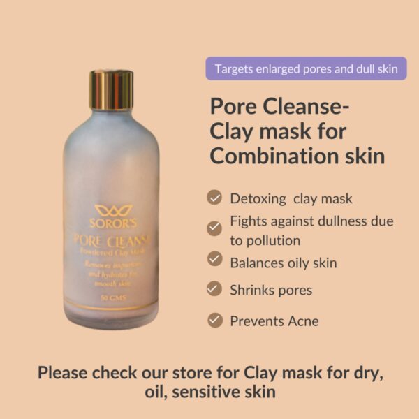 Pore Cleanse Powdered Clay Mask | Removes impurities | Shrinks pores | Oil Control | For Combination skin - Image 2