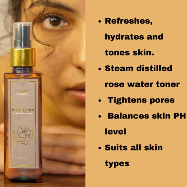 Pure Steam-Distilled Rose water | Astringent & Refreshing Face Toner | No Fragrance - Image 4